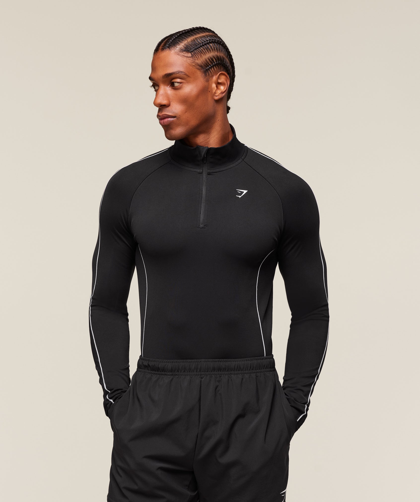 Clean Contour Seamless 1/4 Zip - Black/White
