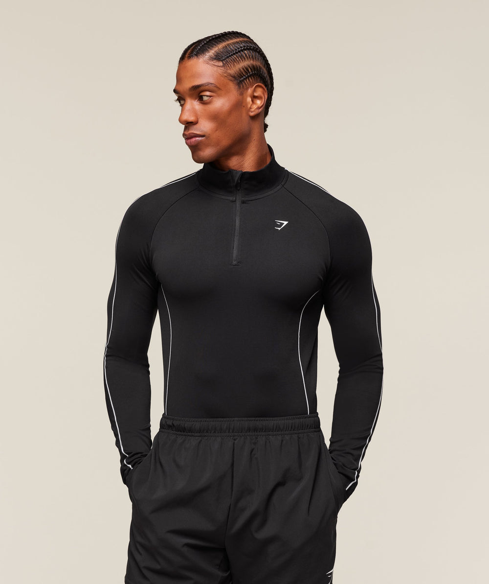 Clean Contour Seamless 1/4 Zip - Black/White