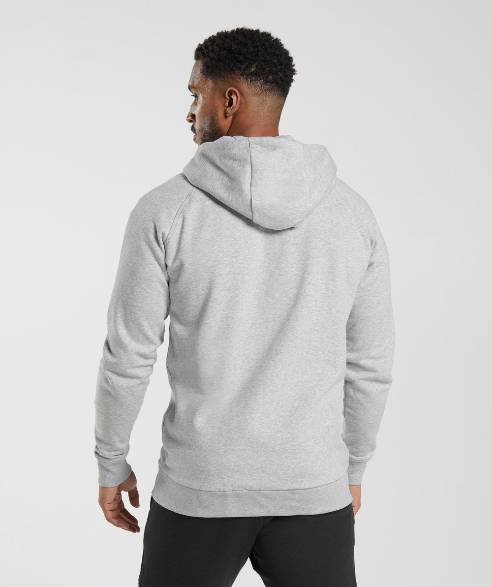 Crest Zip Up Hoodie - Light Grey Marl