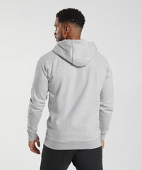Crest Zip Up Hoodie - Light Grey Marl