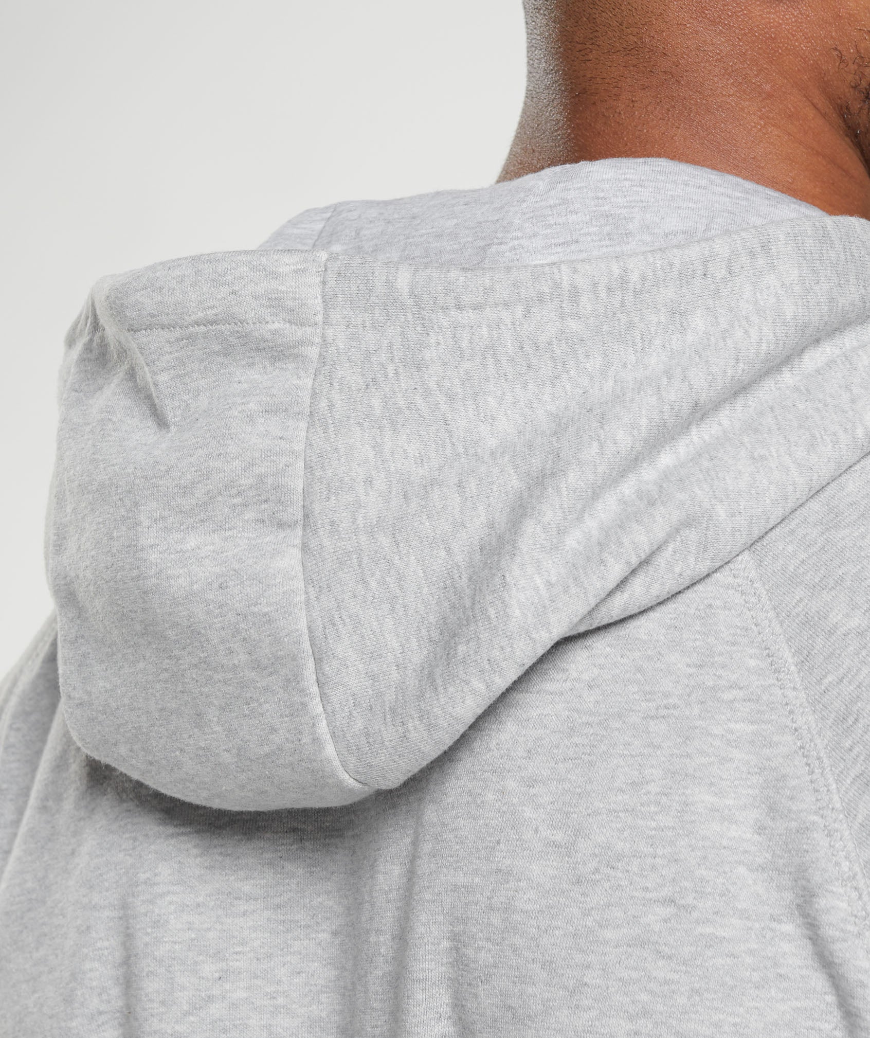 Crest Zip Up Hoodie - Light Grey Marl