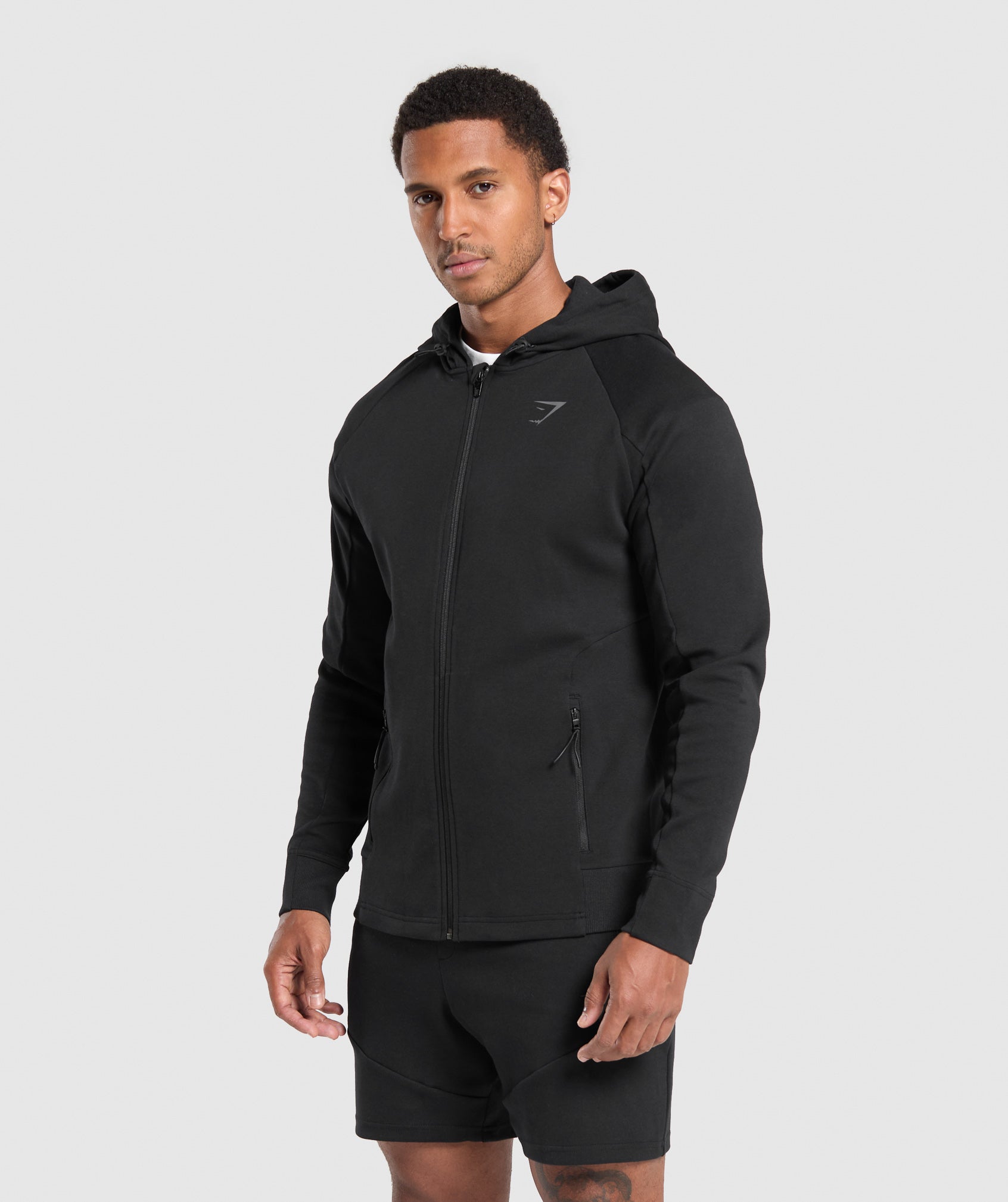 Interlock Tech Zip Up Hoodie - Black