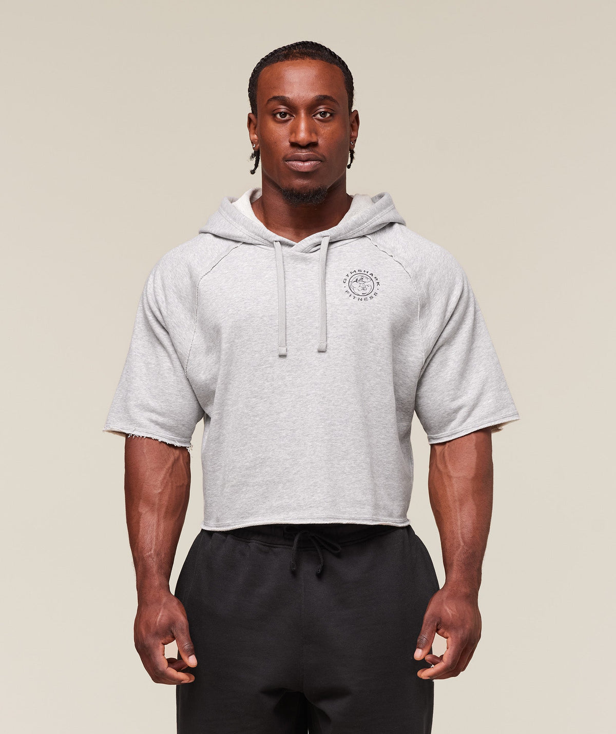 Legacy Short Sleeve Crop Hoodie - Light Grey Core Marl