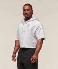 Legacy Short Sleeve Crop Hoodie - Light Grey Core Marl