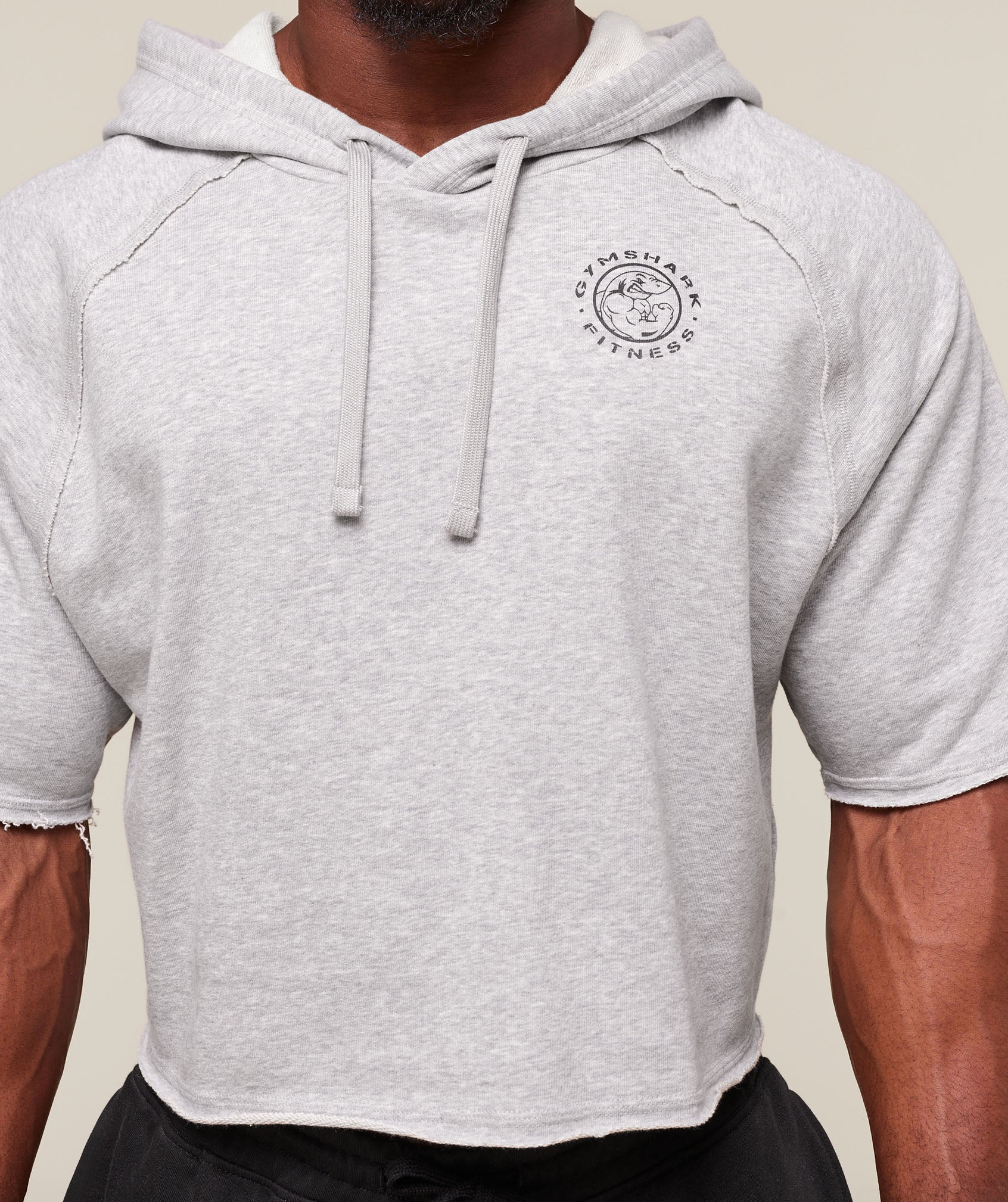 Legacy Short Sleeve Crop Hoodie - Light Grey Core Marl
