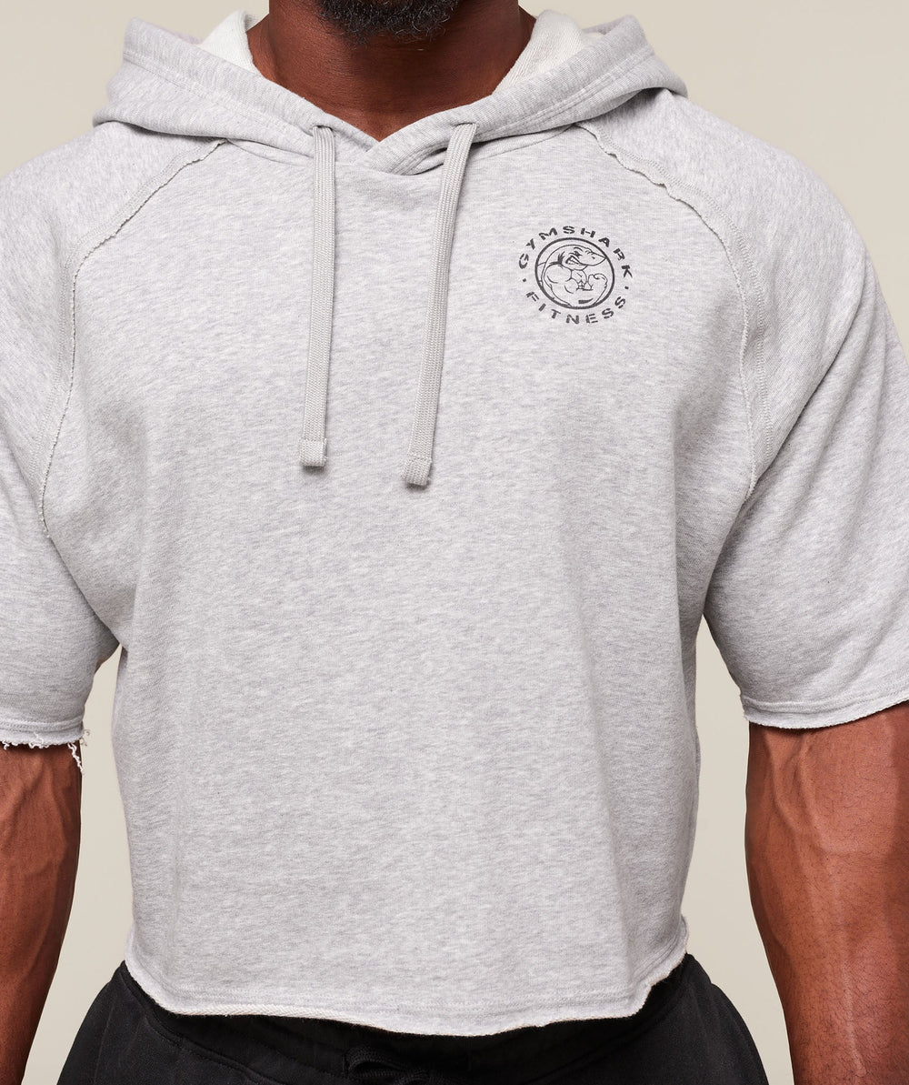 Legacy Short Sleeve Crop Hoodie - Light Grey Core Marl