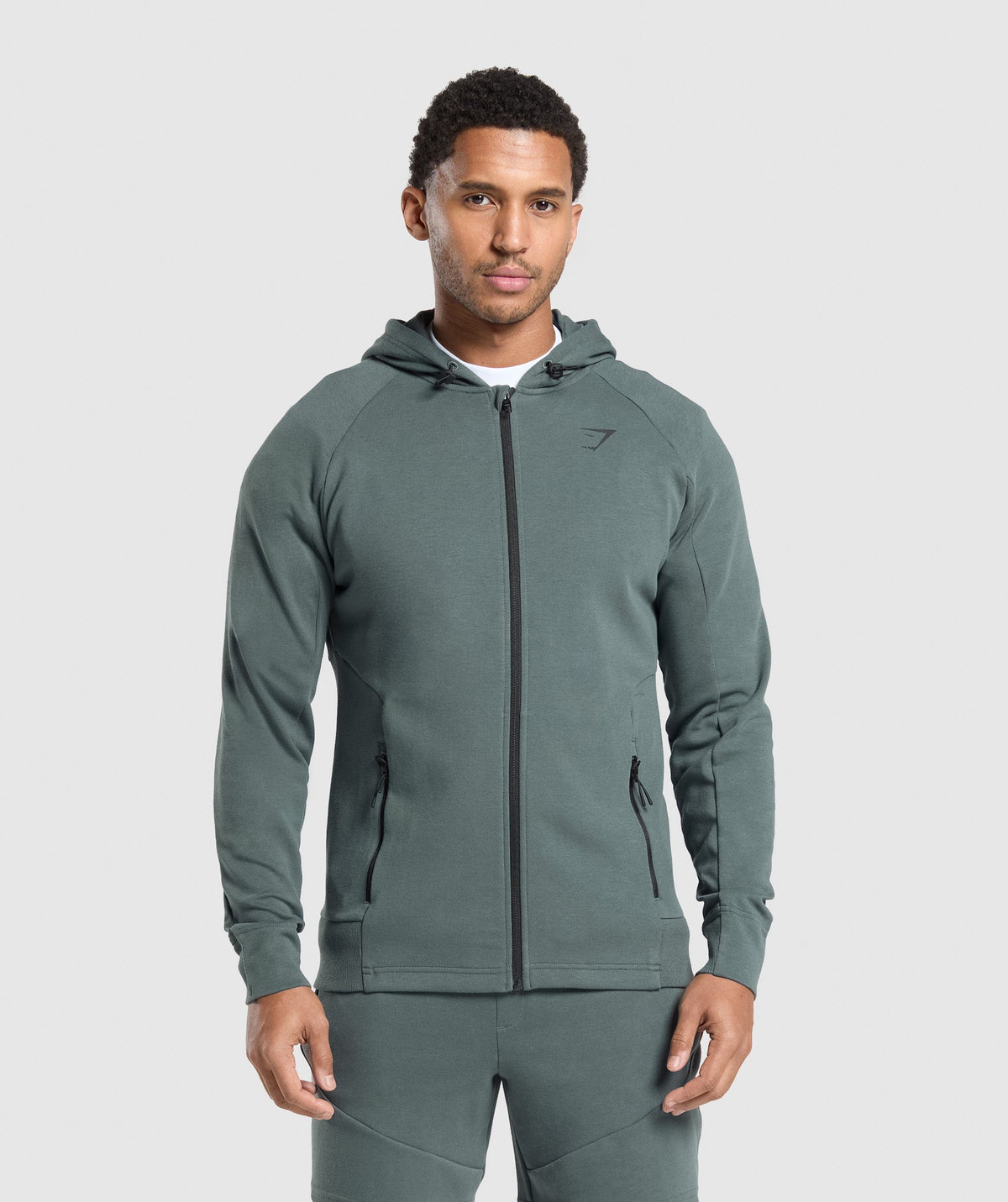 Interlock Tech Zip Up Hoodie - Slate Teal