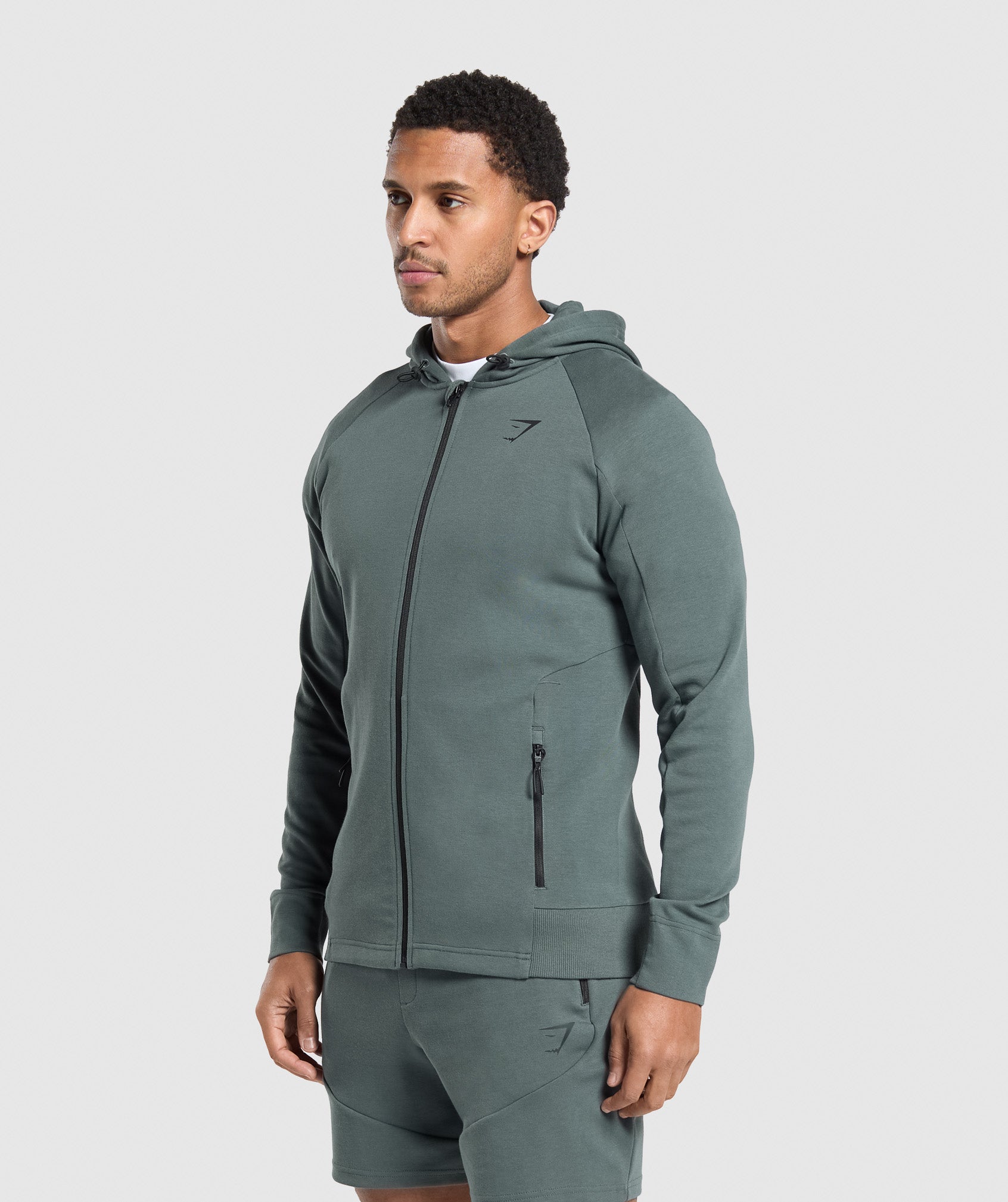 Interlock Tech Zip Up Hoodie - Slate Teal
