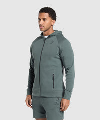 Interlock Tech Zip Up Hoodie - Slate Teal