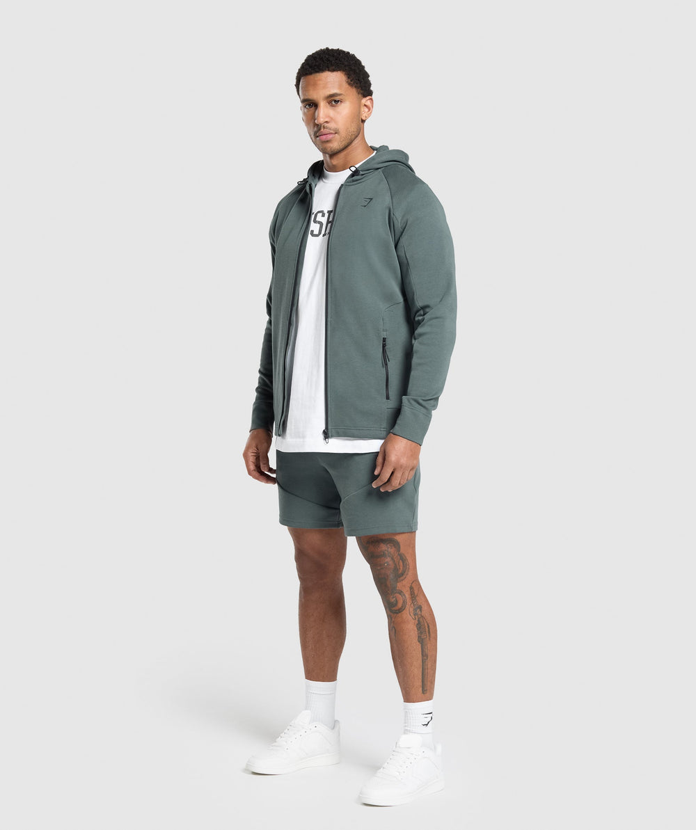 Interlock Tech Zip Up Hoodie - Slate Teal