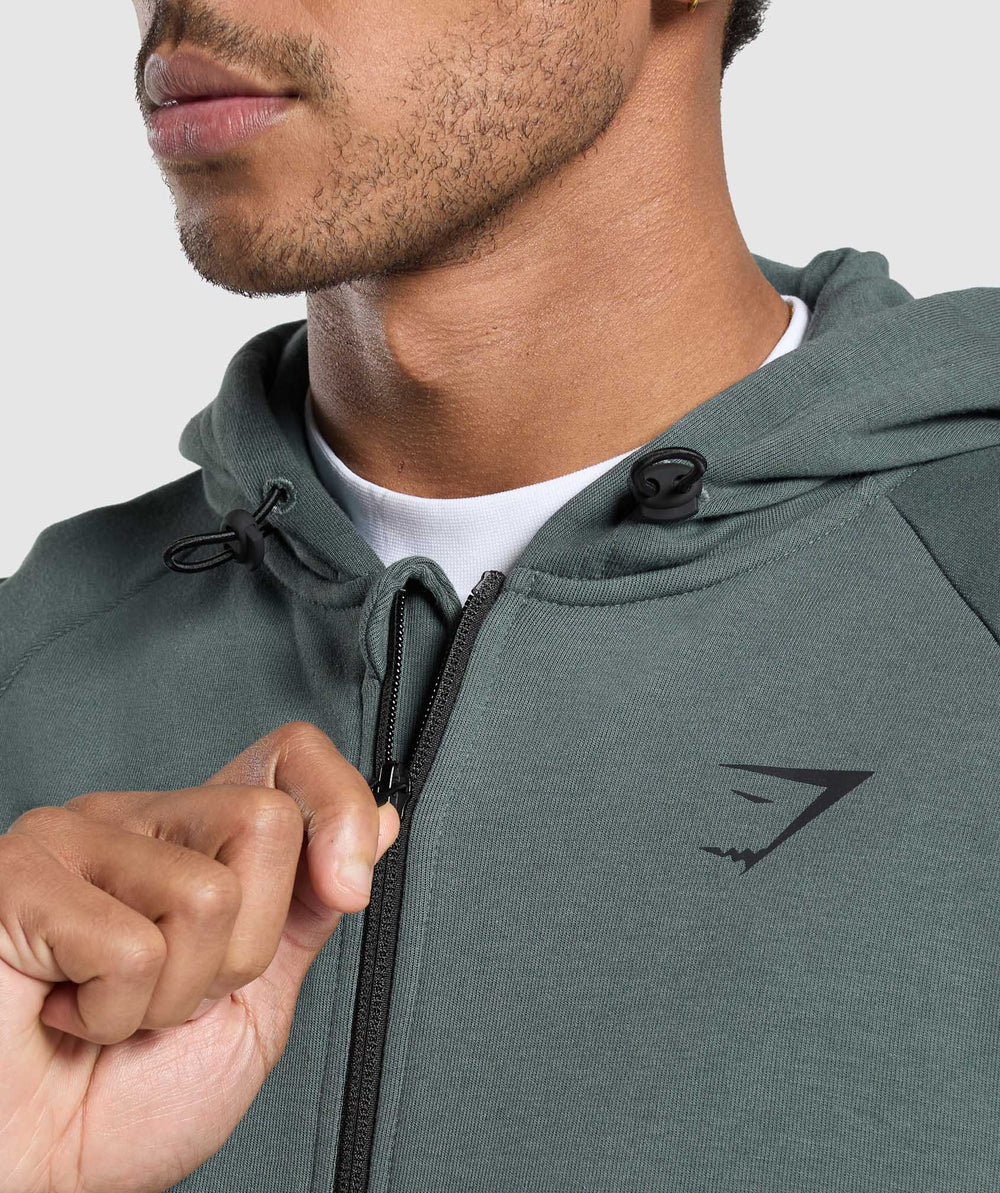 Interlock Tech Zip Up Hoodie - Slate Teal
