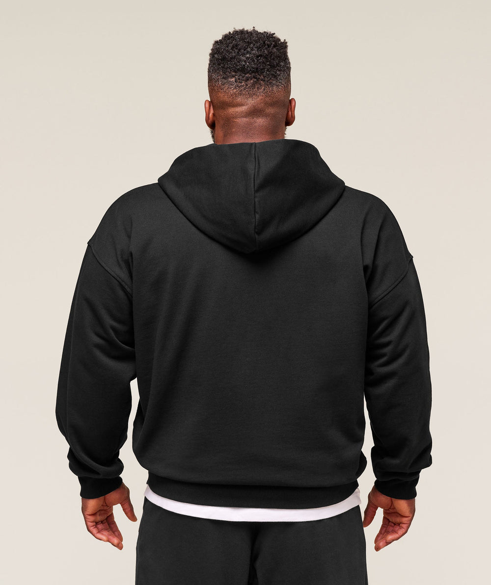 Collegiate Script Zip Up Hoodie - Black