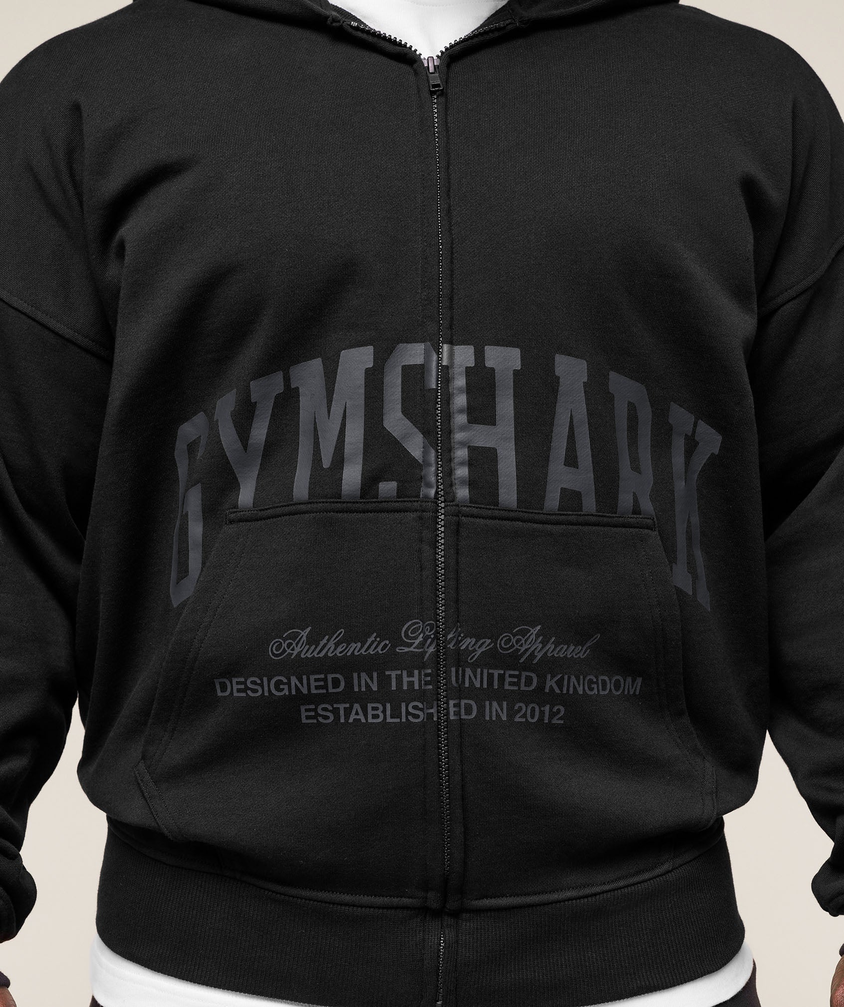 Collegiate Script Zip Up Hoodie - Black