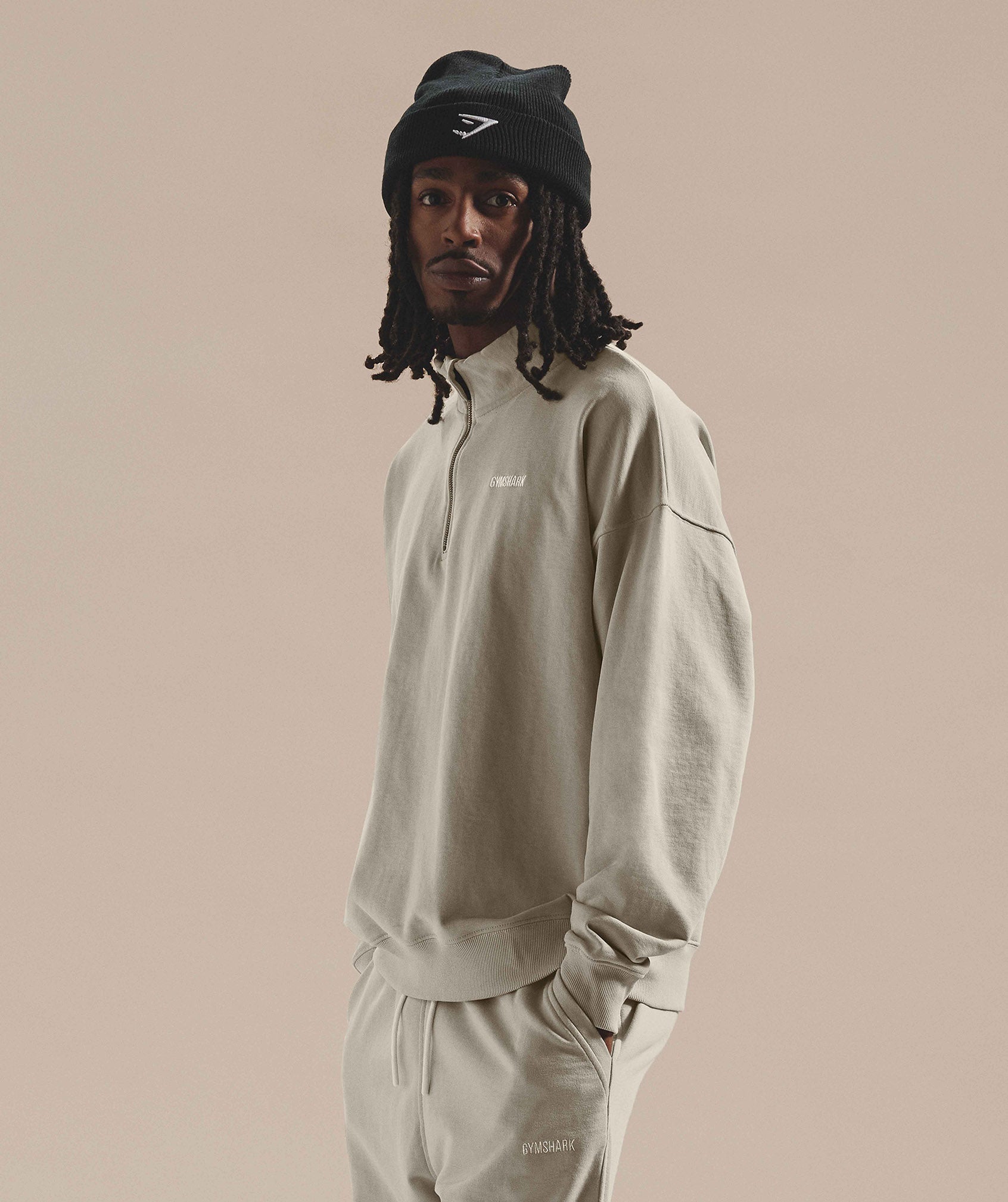 Rest Day Sweats 1/4 Zip - Pebble Grey