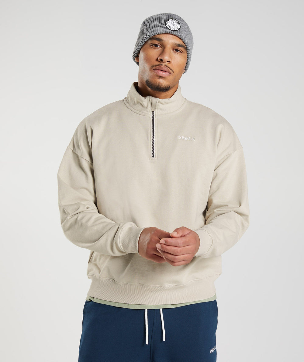 Rest Day Sweats 1/4 Zip - Pebble Grey