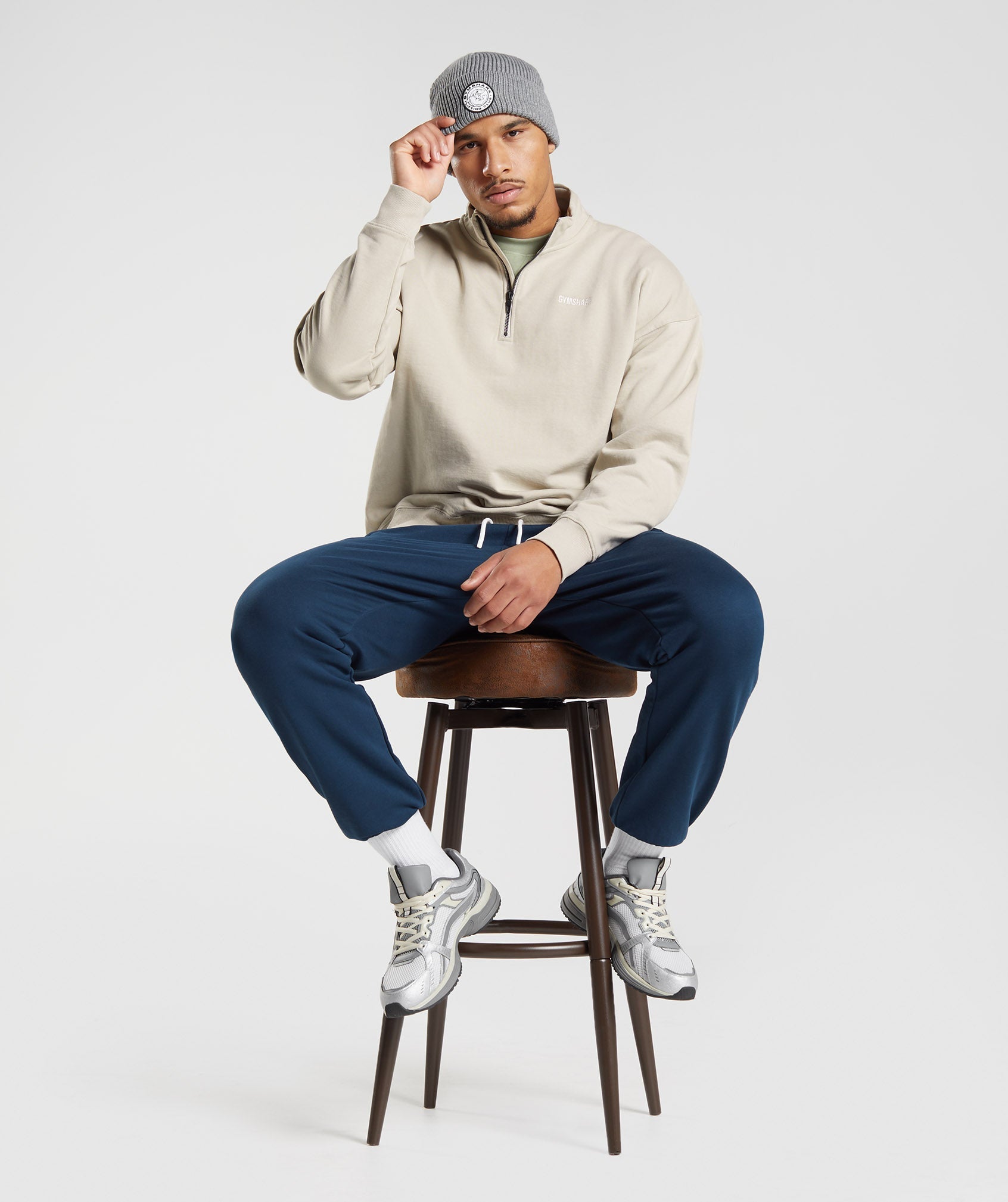 Rest Day Sweats 1/4 Zip - Pebble Grey