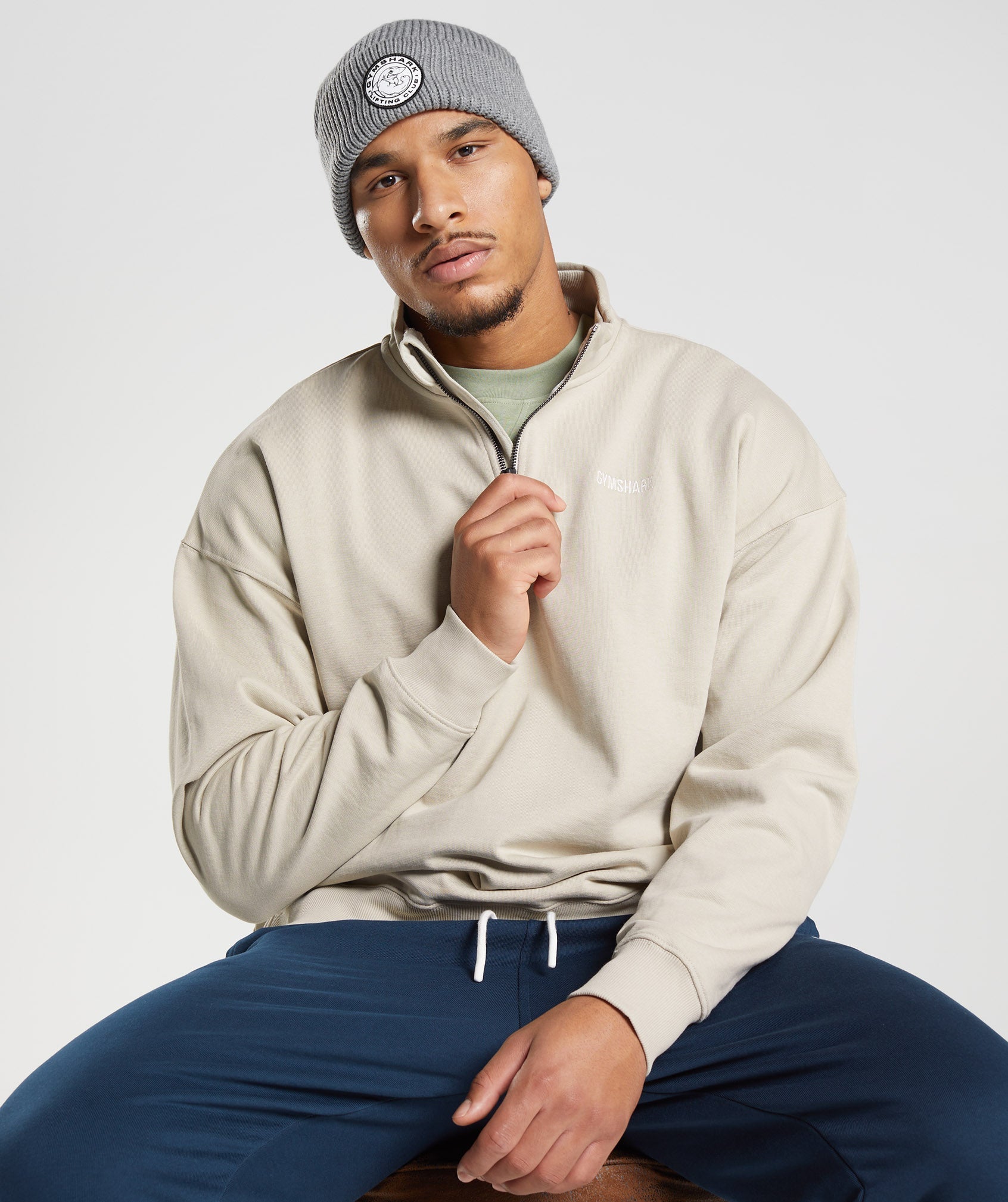 Rest Day Sweats 1/4 Zip - Pebble Grey