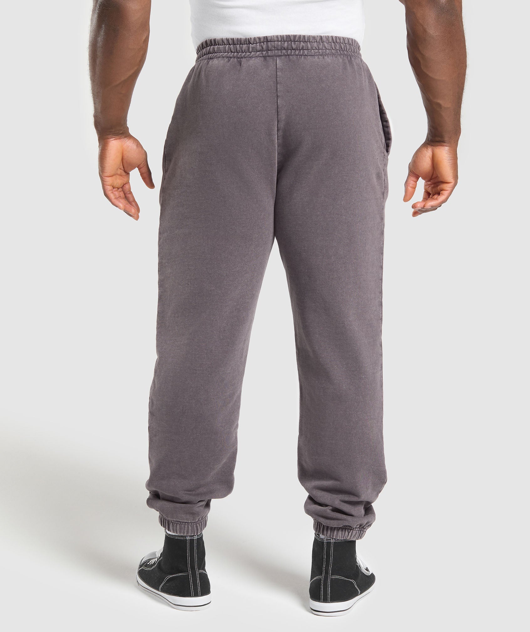 Distressed Graphic Joggers - Brushed Purple Acid Wash