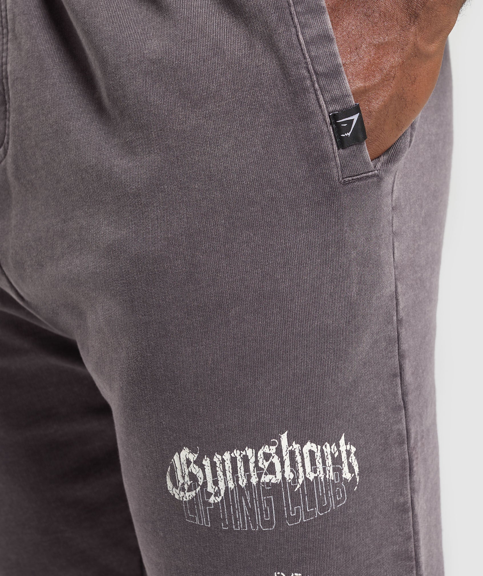 Distressed Graphic Joggers - Brushed Purple Acid Wash
