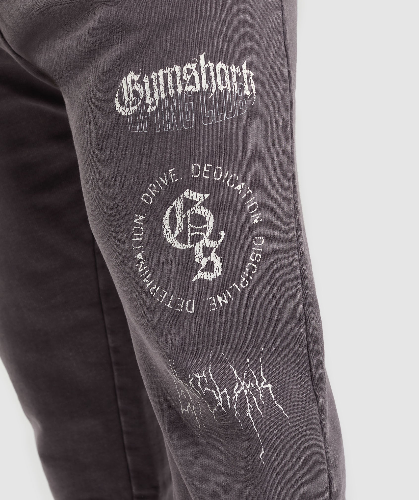 Distressed Graphic Joggers - Brushed Purple Acid Wash
