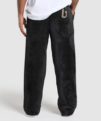 Knitted Straight Leg Joggers - Black