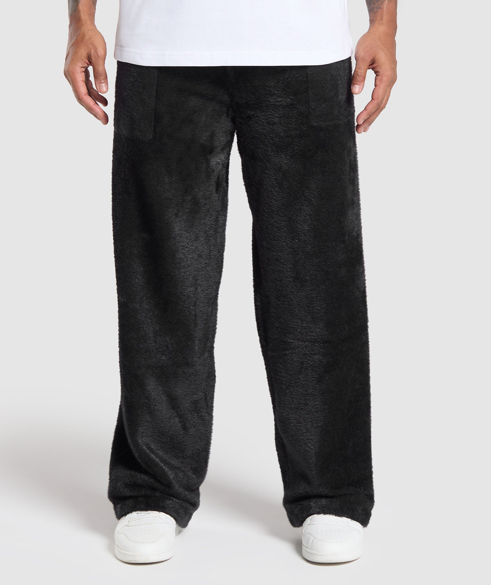 Knitted Straight Leg Joggers - Black