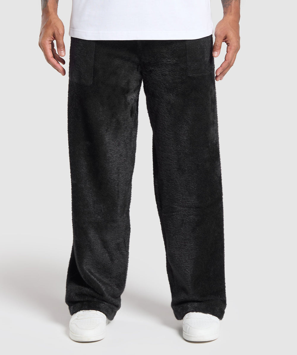 Knitted Straight Leg Joggers - Black