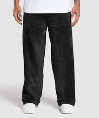 Knitted Straight Leg Joggers - Black
