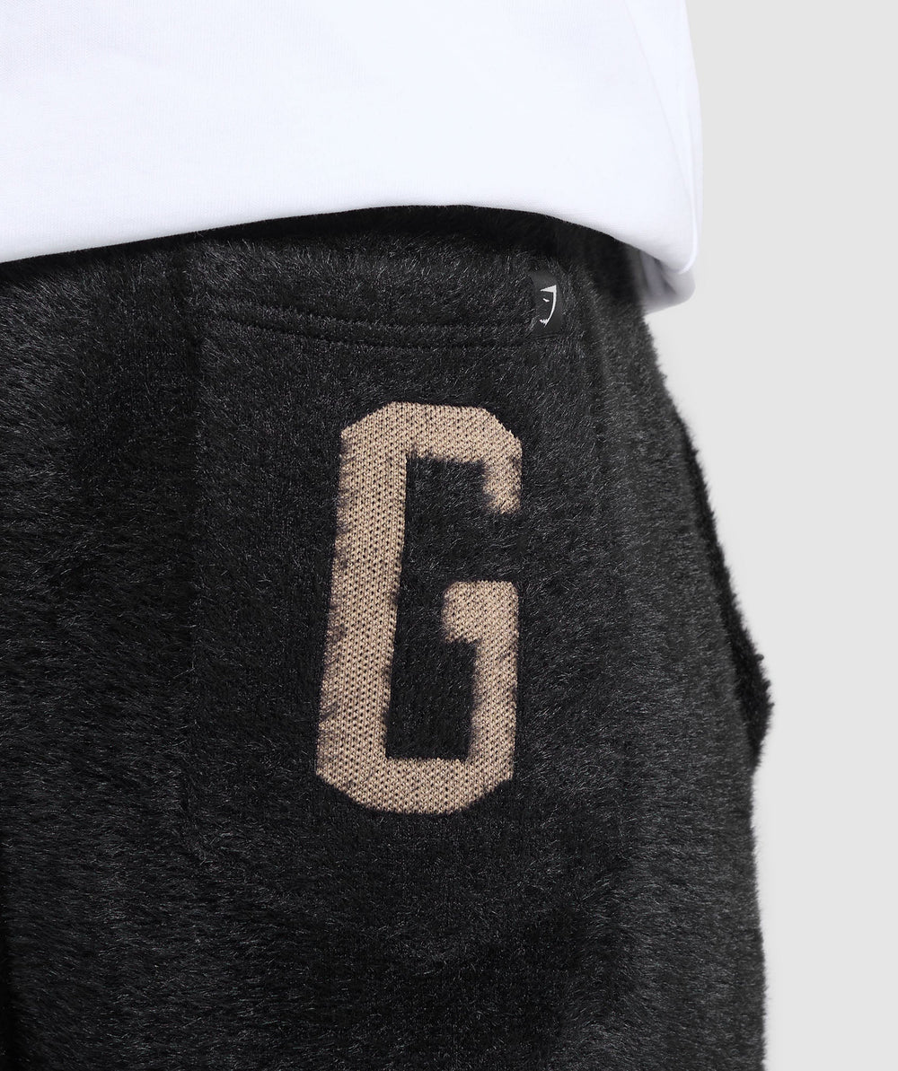 Knitted Straight Leg Joggers - Black