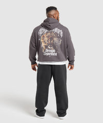 Strength Department Animal Oversized Hoodie - Greyed Purple