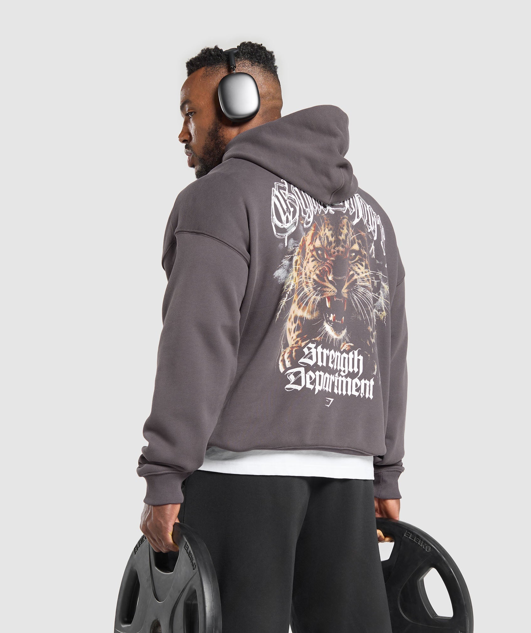 Strength Department Animal Oversized Hoodie - Greyed Purple