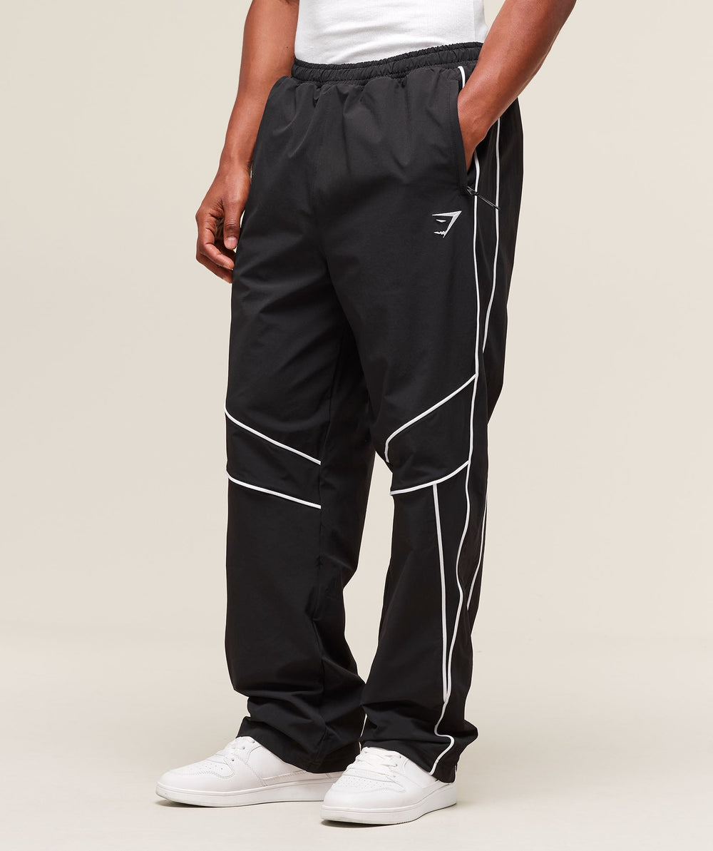 Retro Crinkle Track Pants - Black