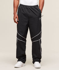 Retro Crinkle Track Pants - Black