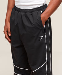 Retro Crinkle Track Pants - Black