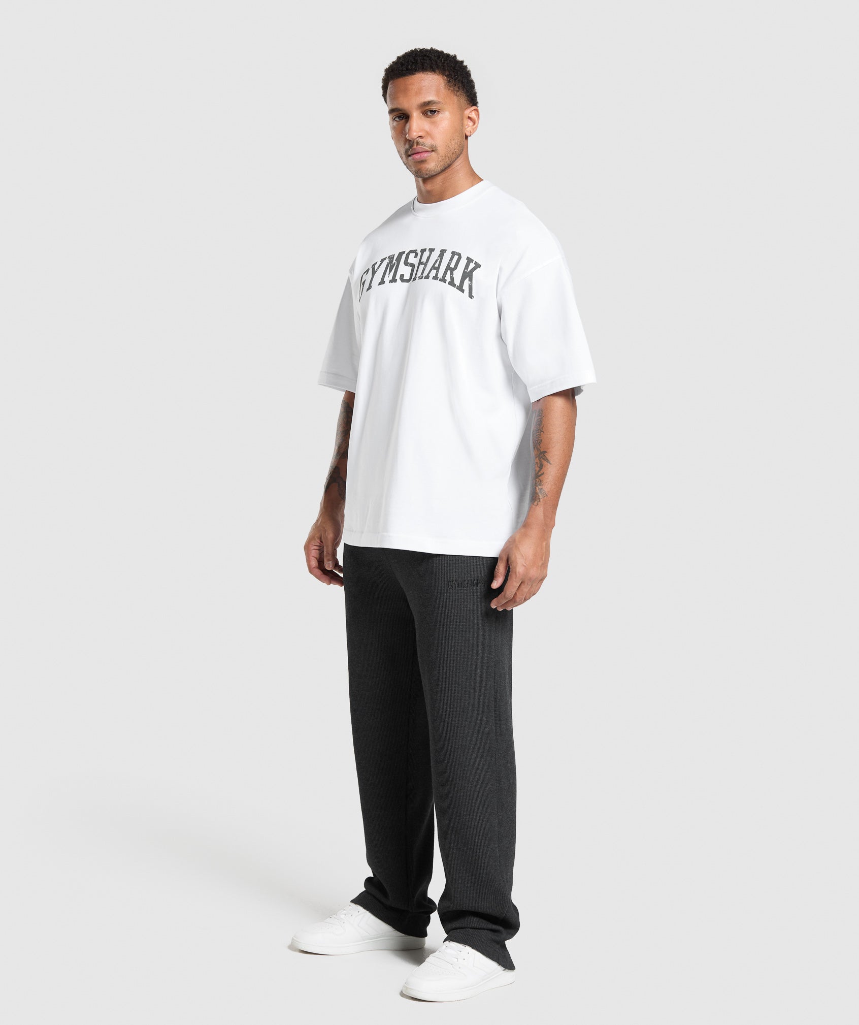 Waffle Straight Leg Joggers - Black