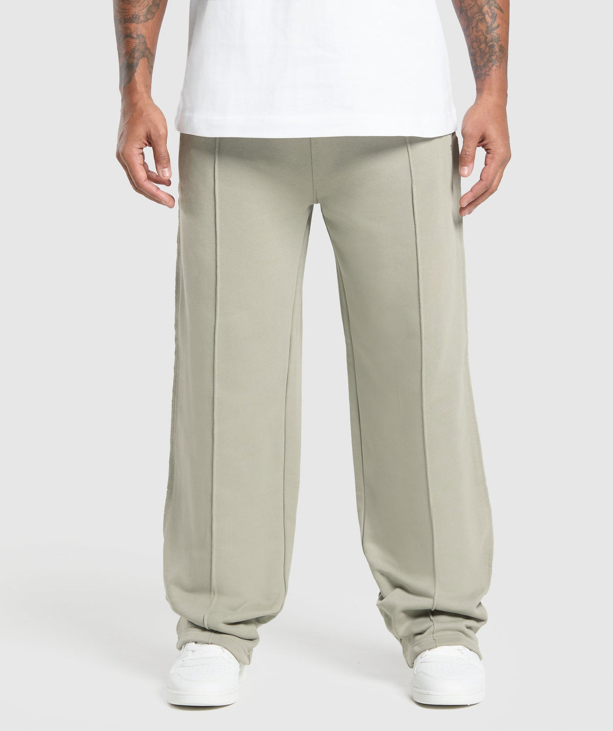 Wide Leg Pants - Chalk Green
