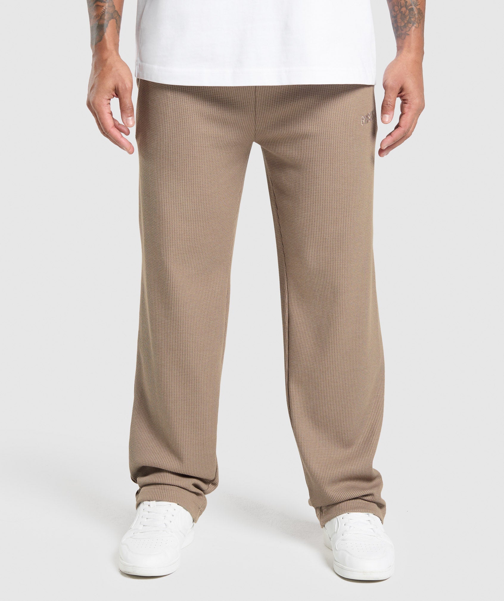 Waffle Straight Leg Joggers - Lifestyle Brown