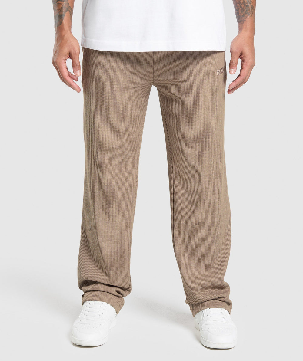 Waffle Straight Leg Joggers - Lifestyle Brown