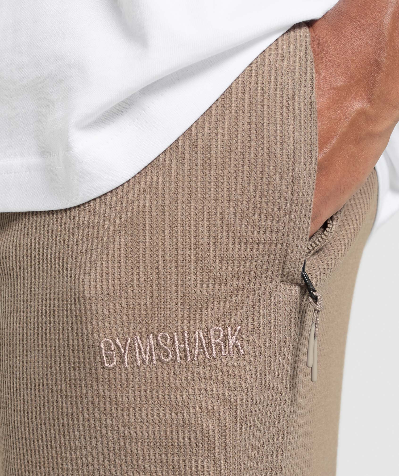 Waffle Straight Leg Joggers - Lifestyle Brown