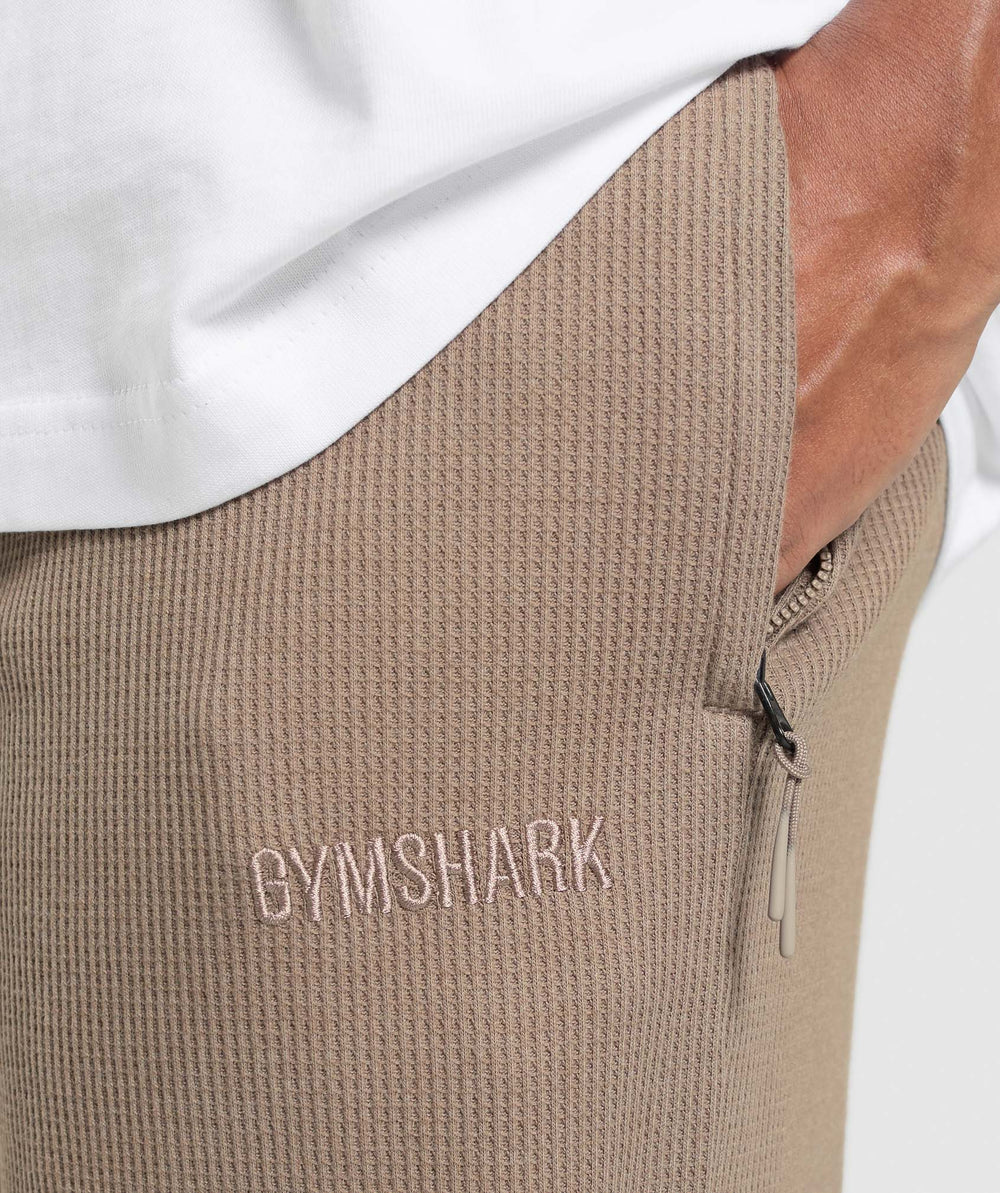 Waffle Straight Leg Joggers - Lifestyle Brown