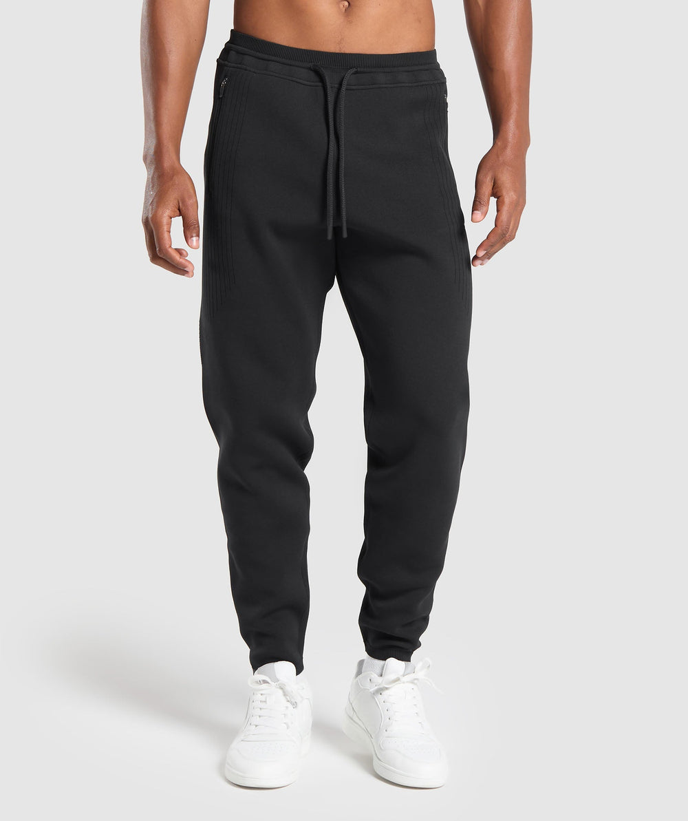 Flat Knit Joggers - Black