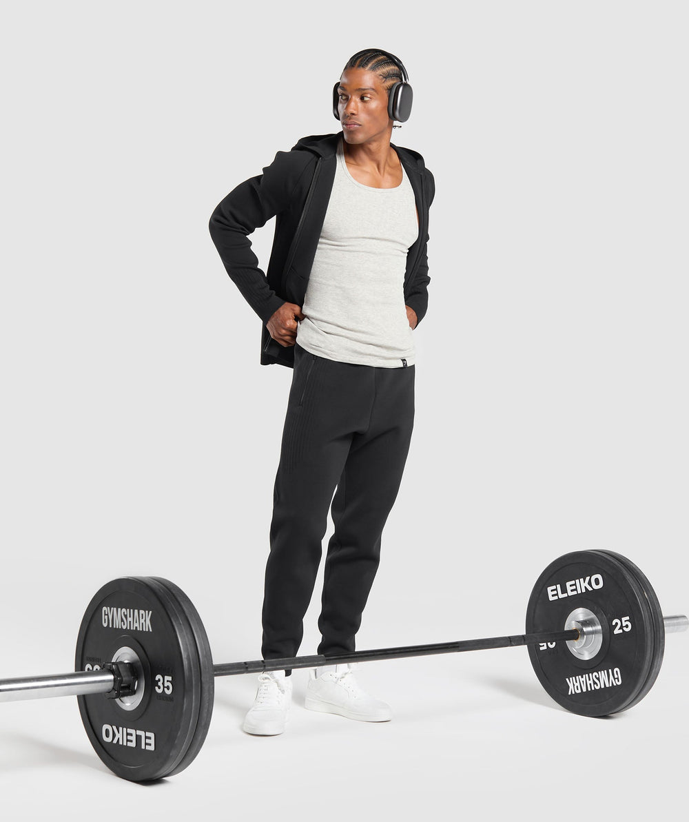 Flat Knit Joggers - Black