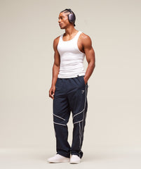 Retro Crinkle Track Pants - Heavy Blue