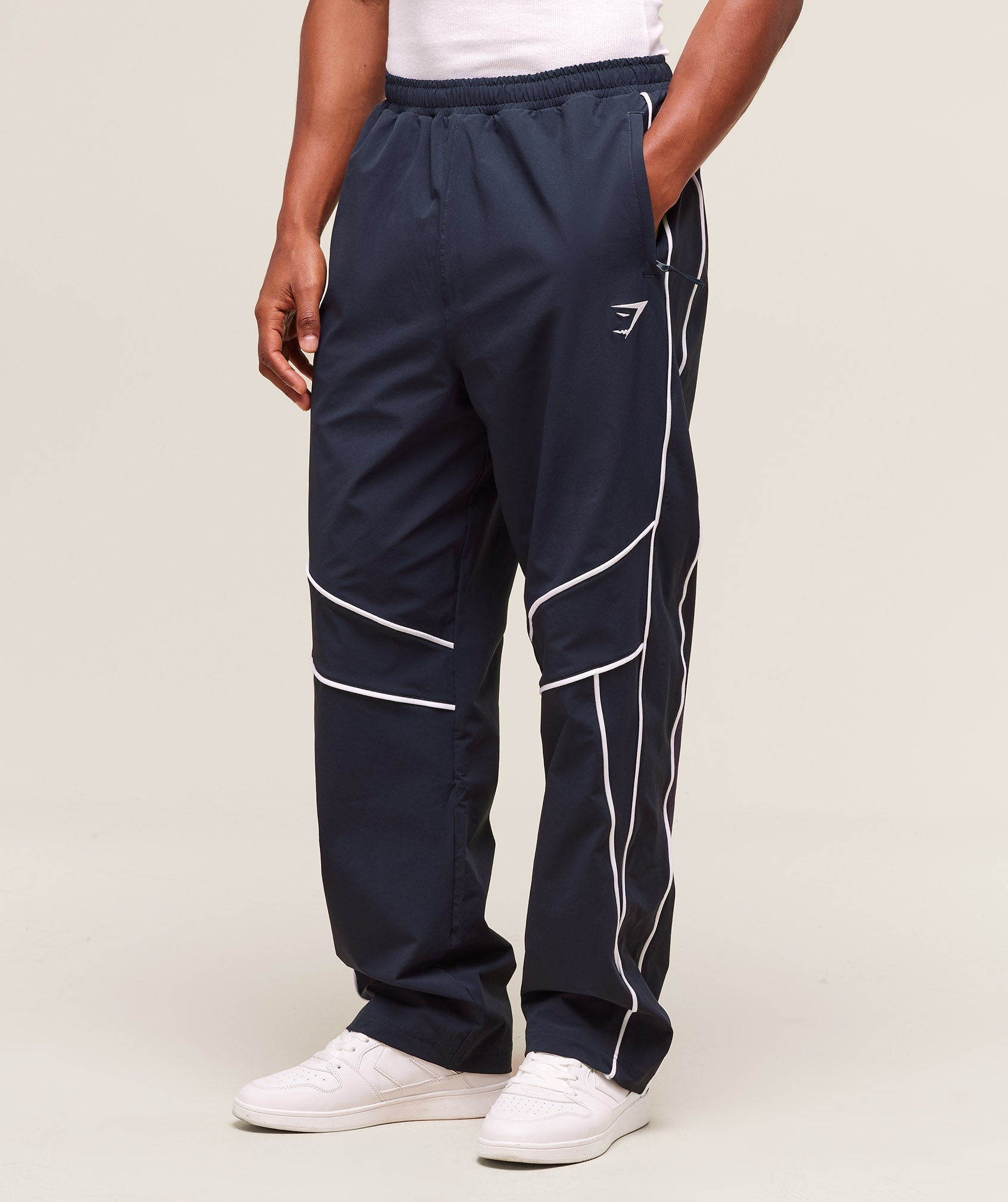 Retro Crinkle Track Pants - Heavy Blue