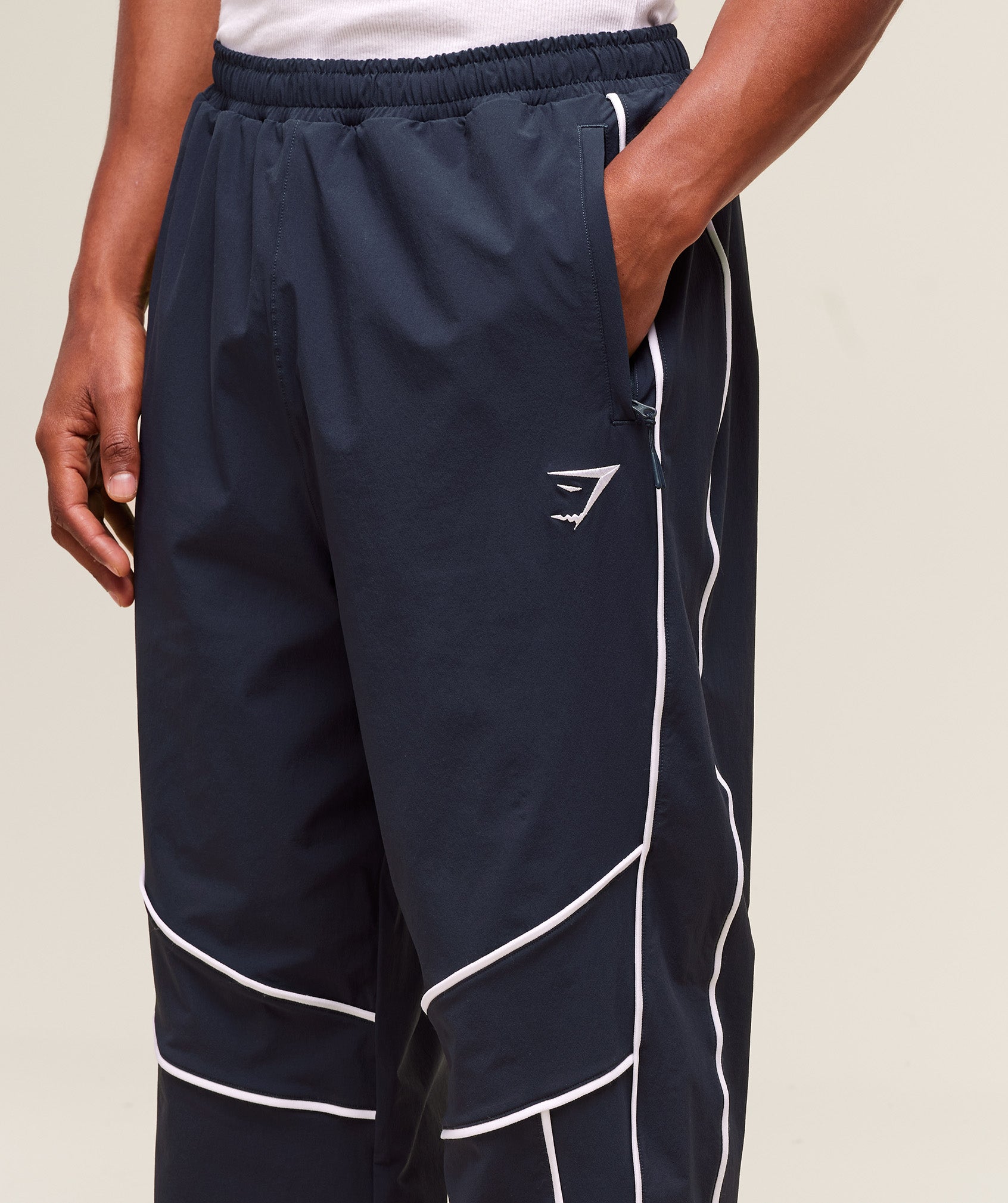Retro Crinkle Track Pants - Heavy Blue